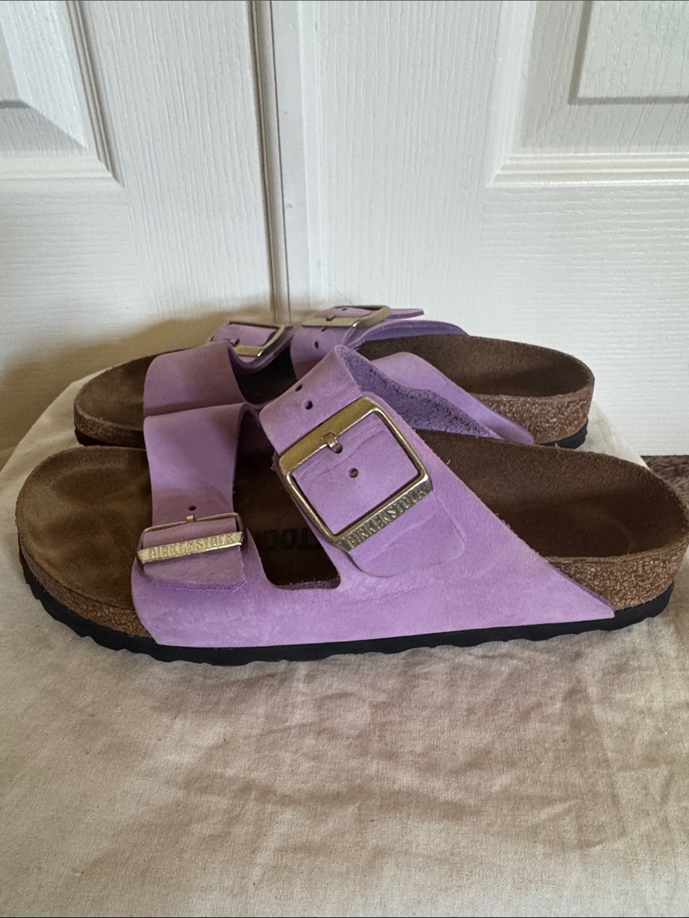 Birkenstock Purple Lavender Double-Buckle Slide Sandals Size 6-6.5